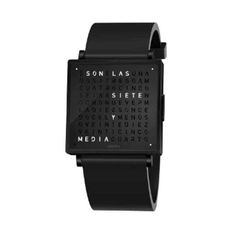 QLOCKTWO W35 "BLACK RUBBER STRAP ENGLISH" - Time to Shine