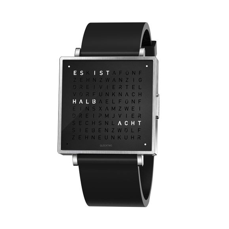 QLOCKTWO W35 "BRUSHED LEATHER STRAP ENGLISH" - Time to Shine